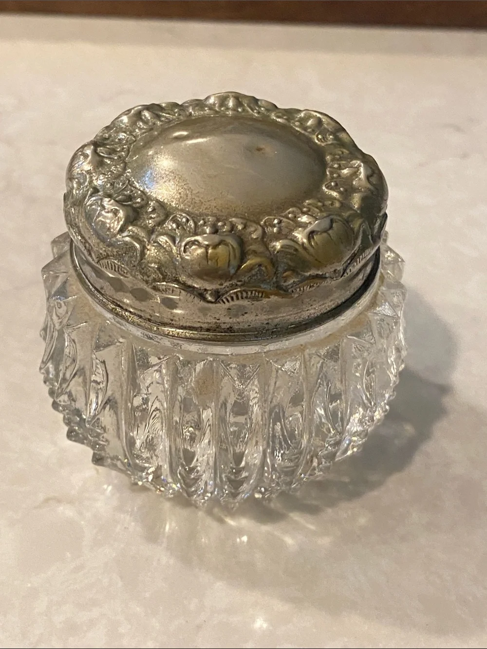 Vintage Cosmetic/Trinket Cut Glass Jar